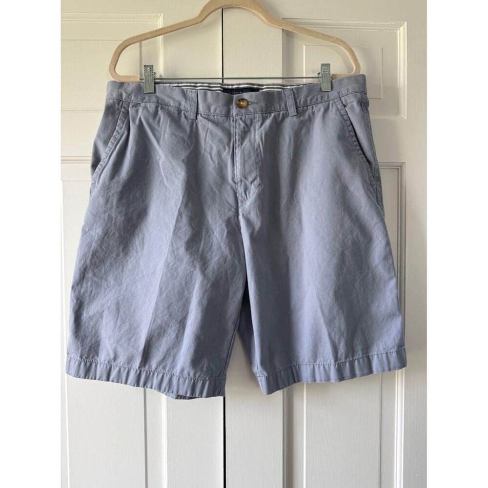 Tommy Hilfiger Light Blue Flat Front Cotton Chino Shorts Preppy Sz 36